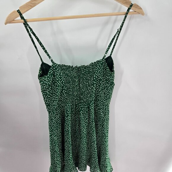 Reformation Green White Flowers Back Zipper Ruching Mini Dress Size 2 - Picture 7 of 15